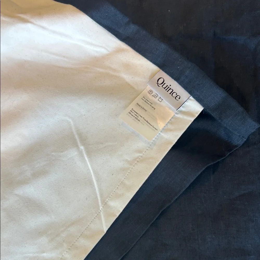 Quince 48x84 European Linen True Blackout Curtain Navy